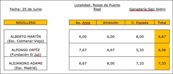 Puntuaciones del jurado