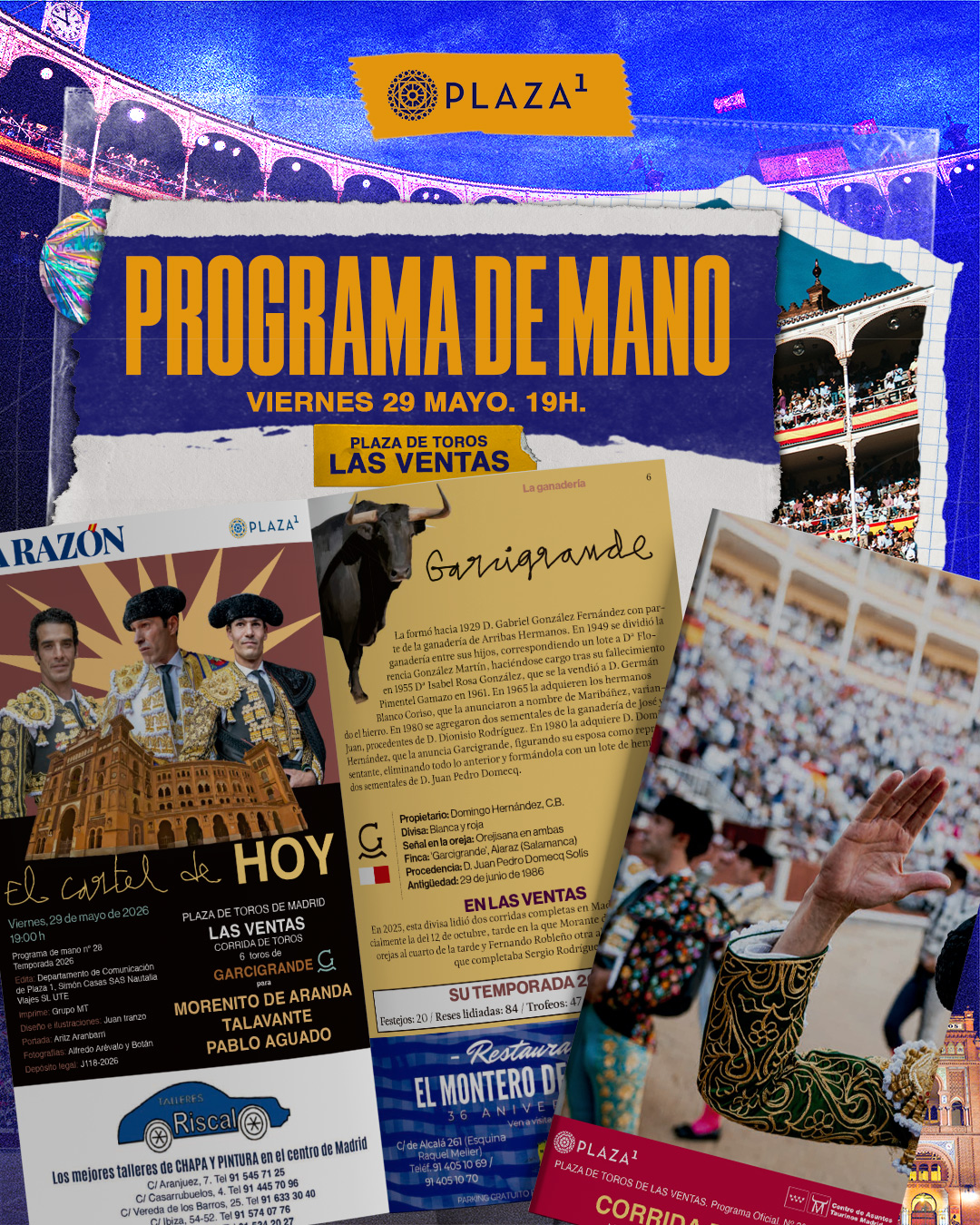 Programa de mano corrida de toros 29 mayo
