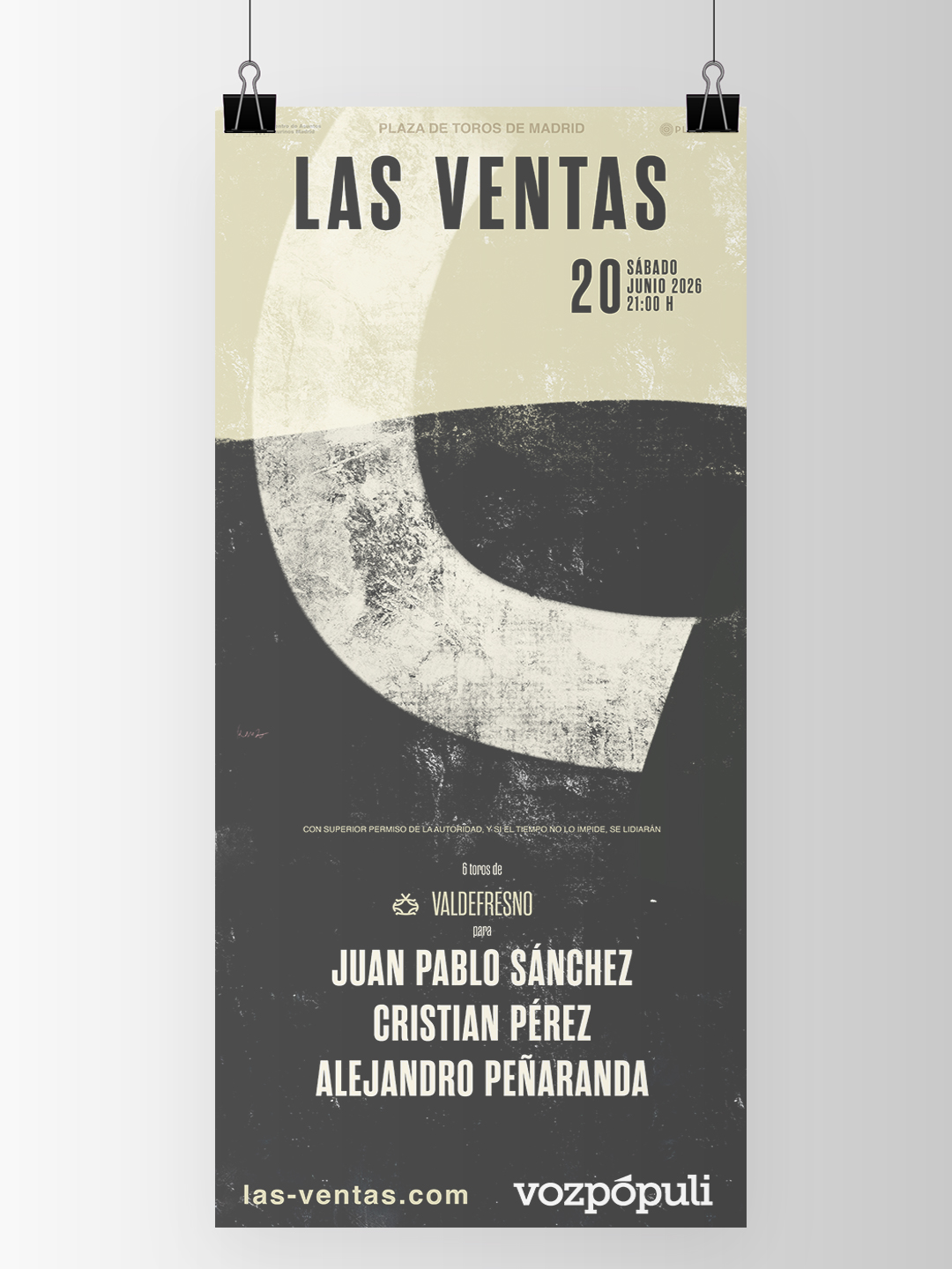 Las Ventas programa una corrida de toros el sábado 20 de junio con Valdefresno para Juan Pablo Sánchez, Cristian Pérez y Alejandro Peñaranda
