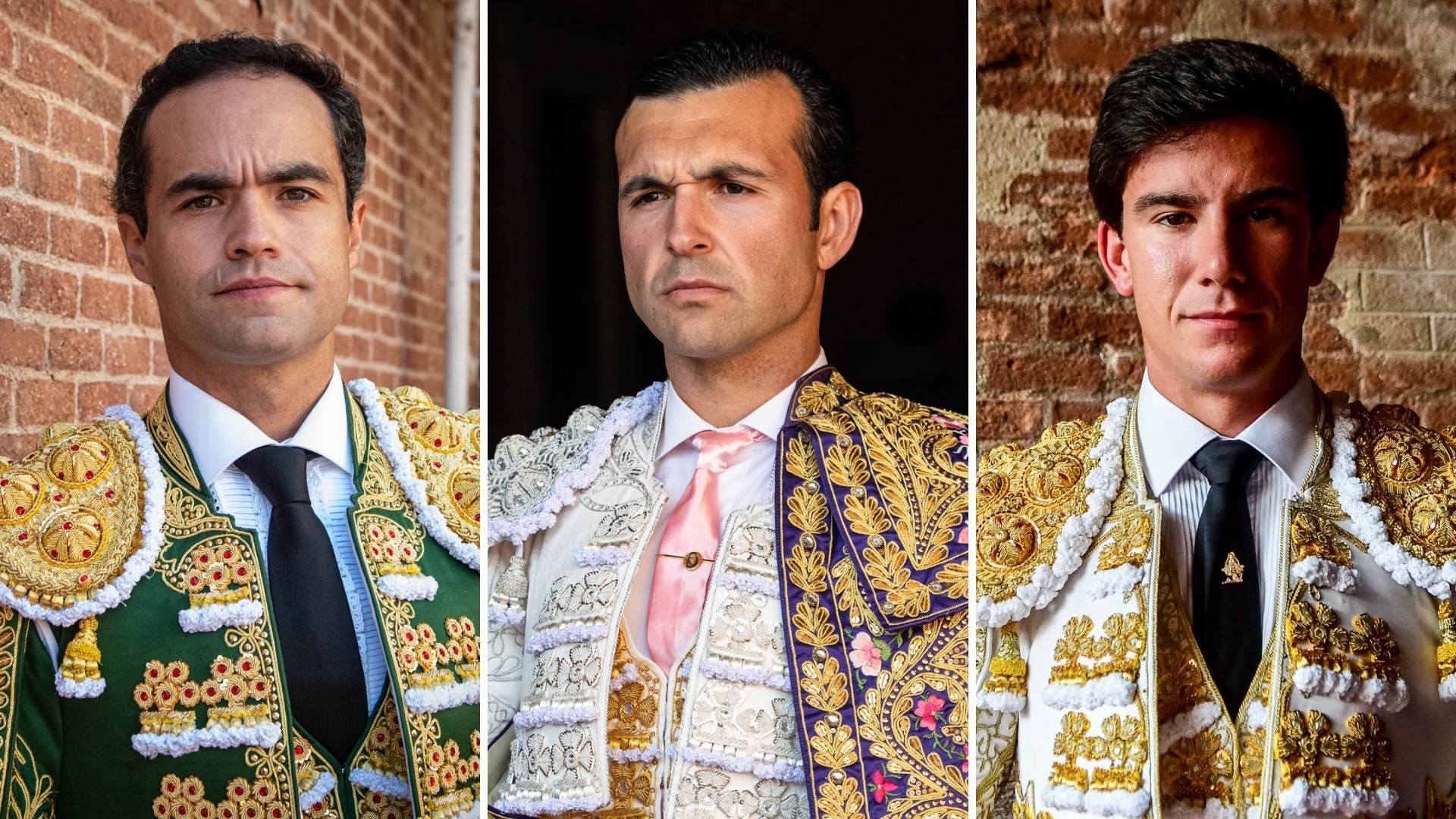 Juan Pablo Sánchez, Cristian Pérez y Alejandro Peñaranda hacen el paseíllo en la corrida de toros nocturna de este sábado en Las Ventas